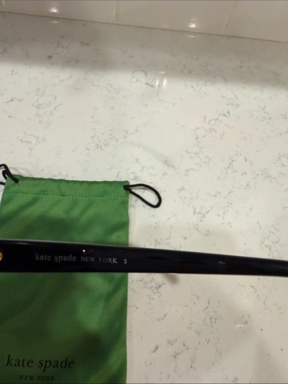 kate spade Cat Eye Black Sunglasses with Green Branded Pouch - Picture 3 of 4